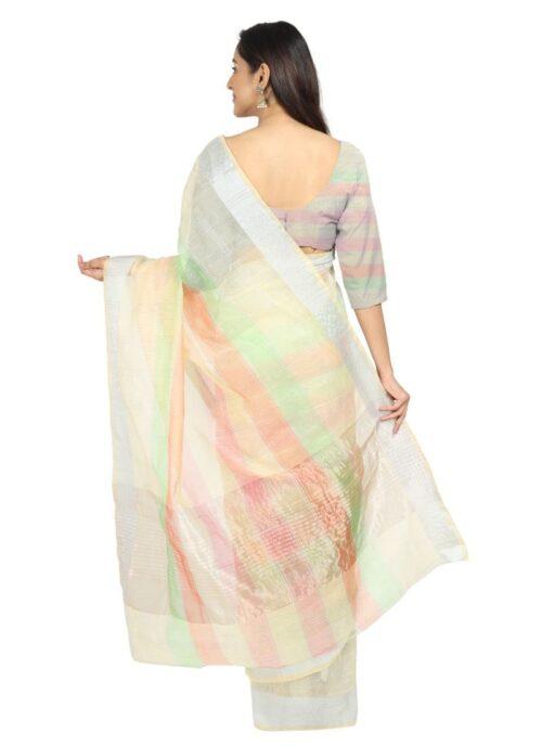 Generic Women's Cotton Blend Sarees (Baige , 5-6Mtrs) - Image 2