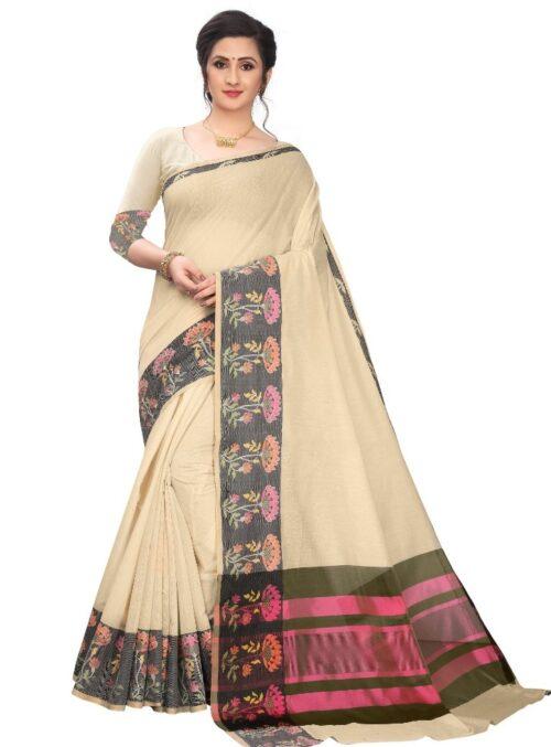 Generic Women’s Cotton Silk Sarees (Sandal , 5-6Mtrs)