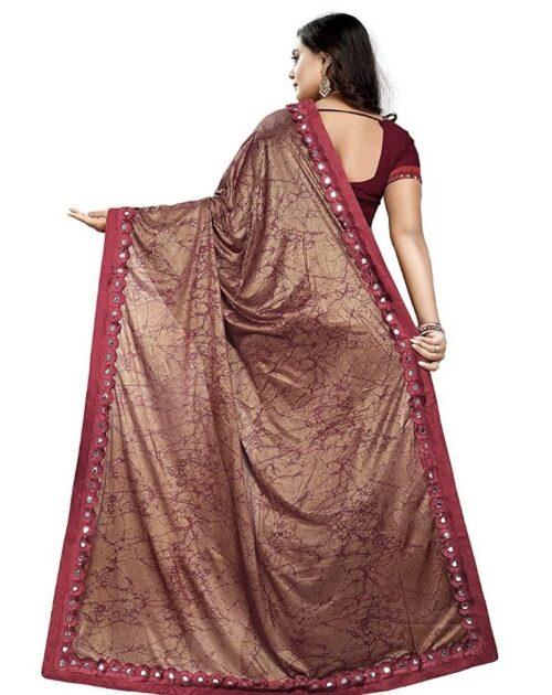 Generic Women’s Lycra Blend Sarees (Red , 5-6Mtrs)