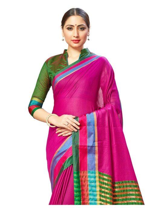 Generic Women’s Cotton Silk Sarees (Pink , 5-6Mtrs)