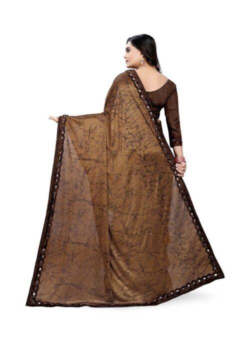 Generic Women’s Lycra Blend Sarees (Brown , 5-6Mtrs)