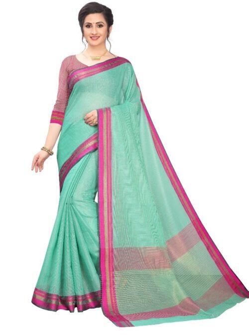 Generic Women’s Cotton Silk Sarees (Rama Green , 5-6Mtrs)