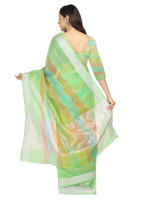 Generic Women’s Cotton Blend Sarees (Green , 5-6Mtrs)