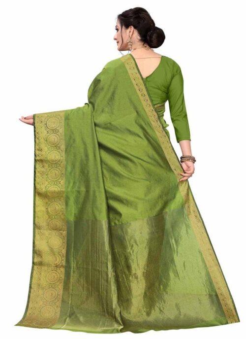 Generic Women’s Cotton Blend Sarees (Mehendi Green , 5-6Mtrs)