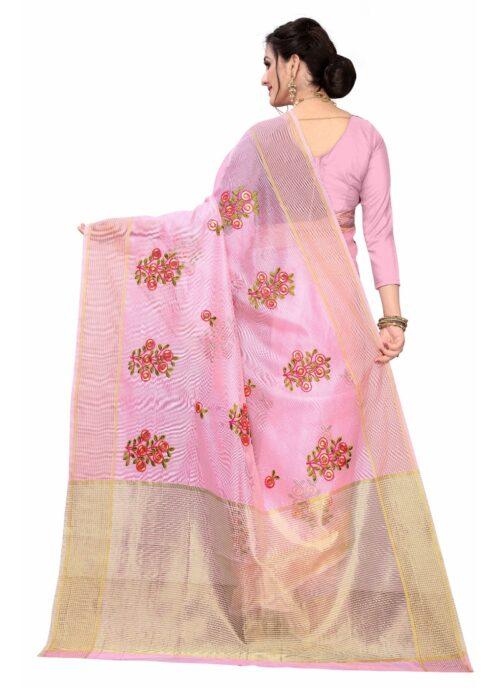 Generic Women’s Supar Net Sarees (Light Pink , 5-6Mtrs)