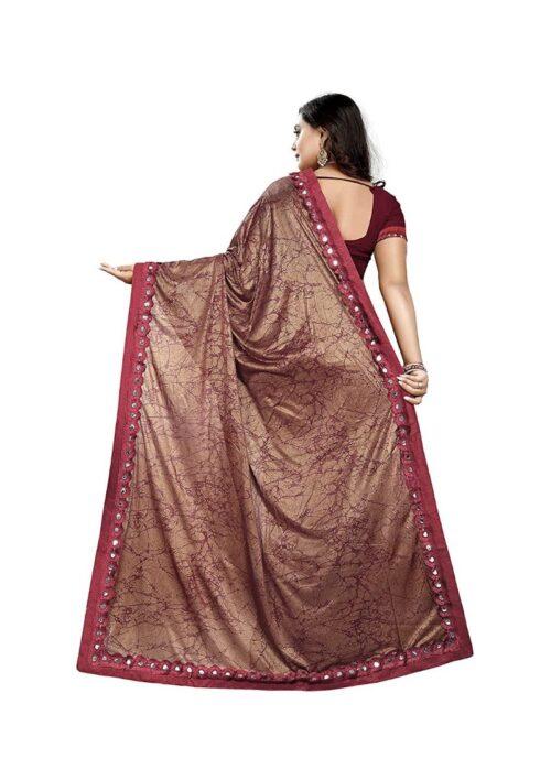 Generic Women’s Lycra Blend Sarees (Red , 5-6Mtrs)