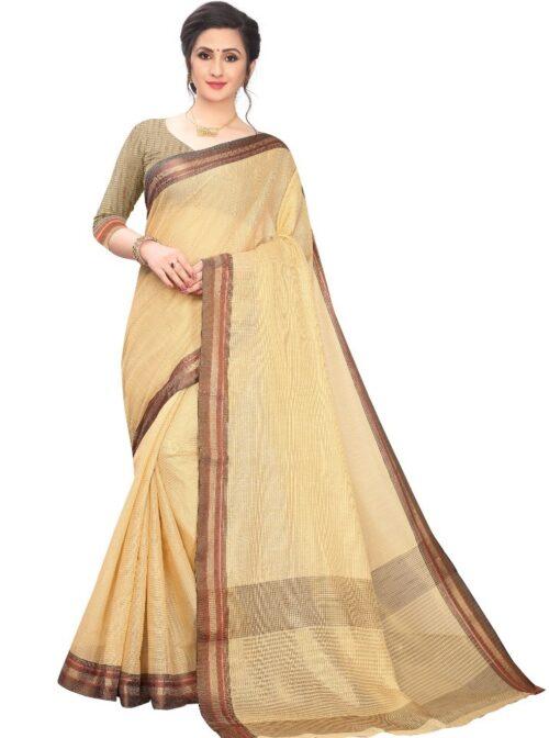 Generic Women’s Cotton Silk Sarees (Sandal , 5-6Mtrs)