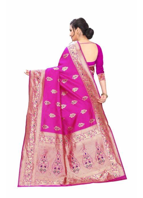 Generic Women’s Jacquard Sarees (Pink , 5-6Mtrs)