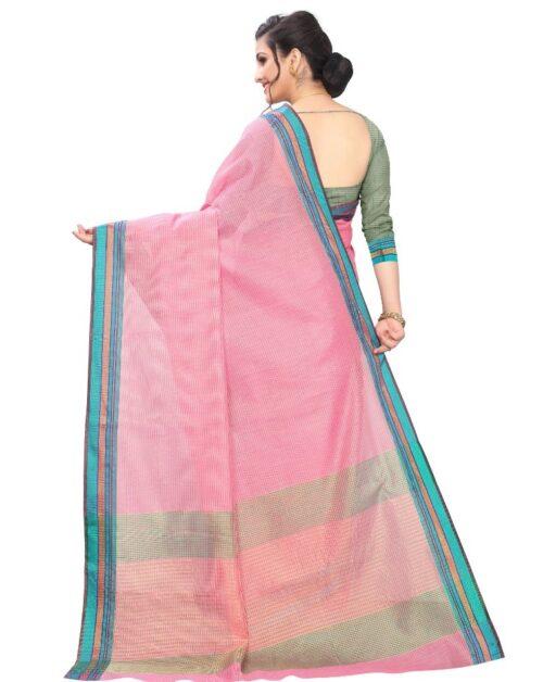 Generic Women’s Cotton Silk Sarees (Pink , 5-6Mtrs)