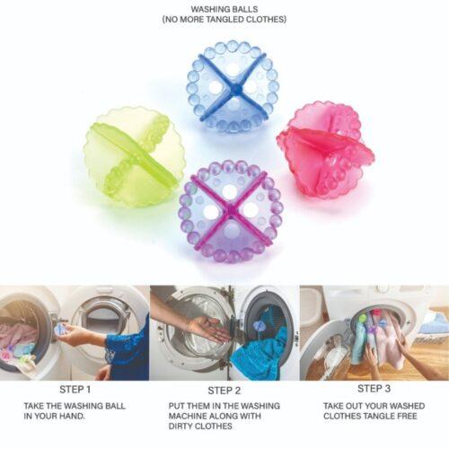 Generic Pack Of_3 Laundry Washing Ball Use Without Detergent(4 Pcs Set ) (Color: Assorted)