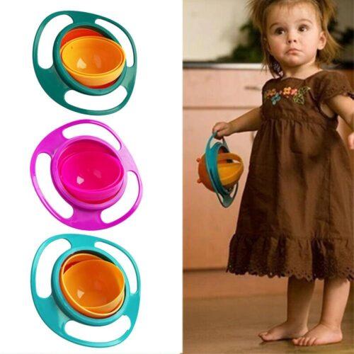 Generic Gyro Bowl Pack Of_3 Non Spill Feeding Toddler Gyro Bowl 360 Degree Rotating Dish (Color: Assorted)