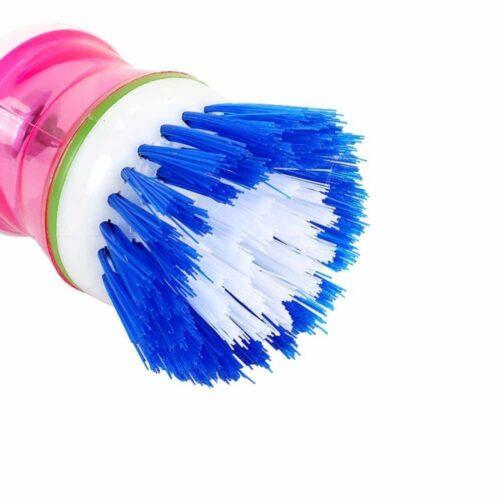 Generic Pack of 2_Plastic Wash Basin Brush Cleaner with Liquid Soap Dispenser (Multicolour) (Color: Assorted)