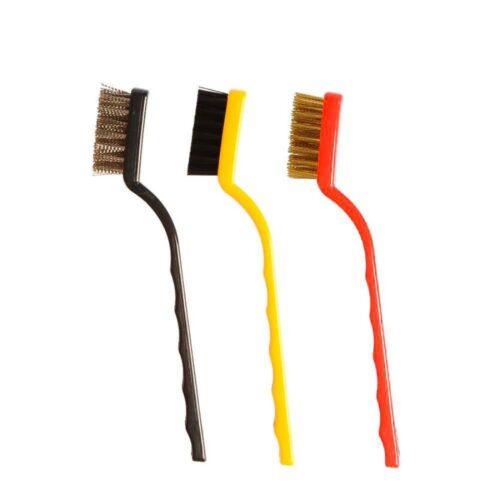 Generic Pack Of_3 Mini Wire Brush Set (Brass, Nylon, Stainless Steel Bristles)3 Pcs Set (Color: Assorted)