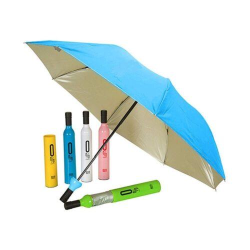 Generic Bottle Umbrella Double Layer Folding Portable with Bottle Cover (Color: Assorted)