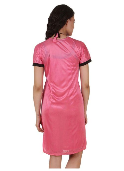 Women’s Satin Short Wrap Gown with Half Sleeve(Color: Coral Pink, Neck Type: V Neck)