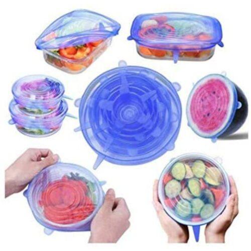 Generic Pack Of_2 Silicone Stretch Lids Multi Size Reusable Silicone Lids Food And Bowl Covers(6 Pcs Set) (Color: Assorted)