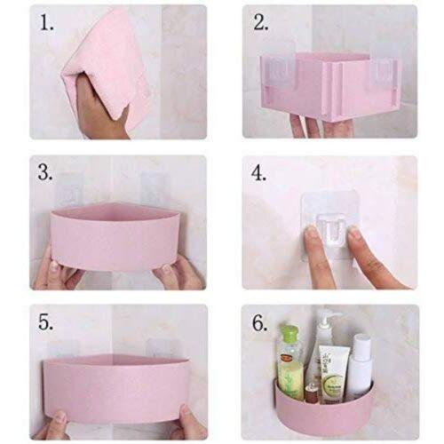 Generic Wall Mount Storage Corner Shelf Bathroom Kitchen Rack Self Adhesive Shower Caddy Plastic Triangle Basket