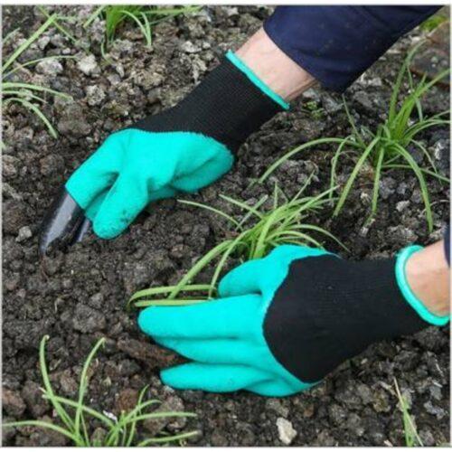 Generic Pack Of_2 Heavy Duty Garden Farming Gloves Washable With Right Hand Fingertips Claws (Color: Assorted)