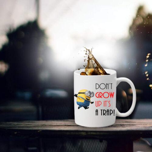 Minion Don't Grow Printed Ceramic Coffee Mug (Color: White, Capacity: 350ml) - Image 3