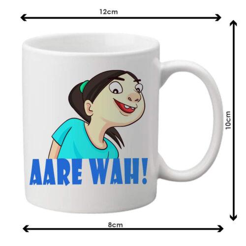 Aare Wah Printed Ceramic Coffee Mug (Color: White, Capacity: 350ml) - Image 3