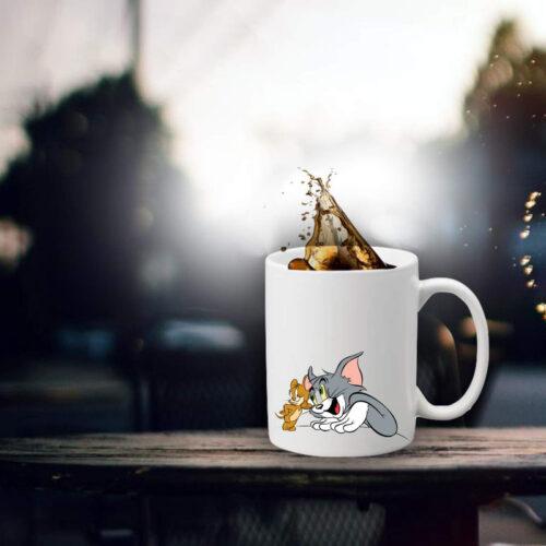 Tom and Jerry Printed Ceramic Coffee Mug (Color: White, Capacity: 350ml) - Image 3