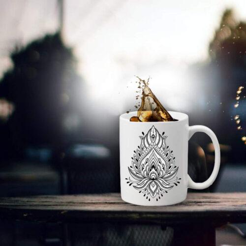 Art Leaf design Printed Ceramic Coffee Mug (Color: White, Capacity: 350ml) - Image 3