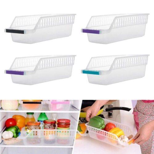 Generic Pack Of 4_Plastic Fridge Space Saver Food Storage Organizer Basket Rack (Color: Assorted)