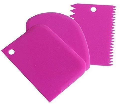 Generic Pack Of 4_3 Pcs Plastic Dough Bench Scraper Cake Cutter (Color: Assorted)