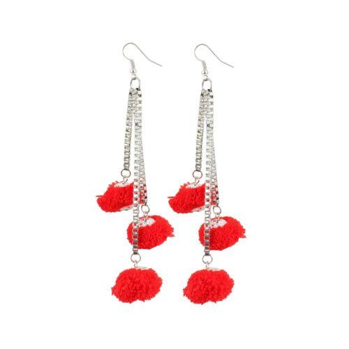 Generic Women’s Alloy Hook Dangler Hanging Tassel Fashion Earring (Color: Red)