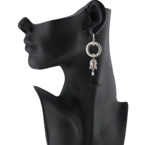 Generic Women’s Oxidized Silver plated Buddha Style Earring (Color: Black)