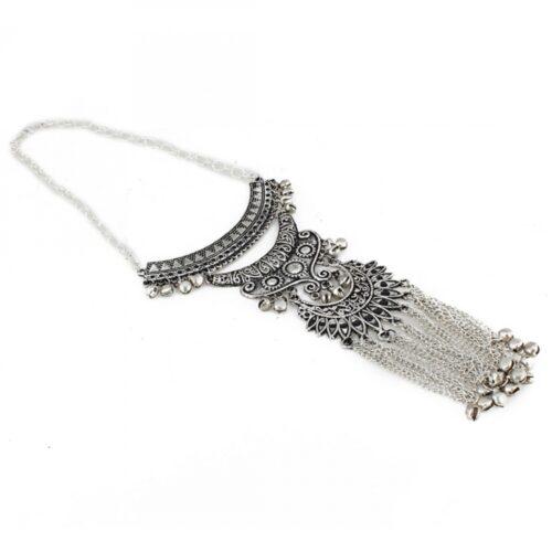 Generic Women’s Antique Tribal Oxidized Boho Afgani Silver Necklace (Color: Silver)