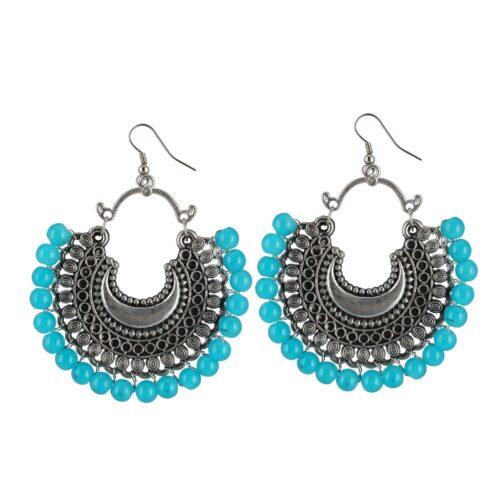 Generic Women’s Onyx Stone, Silver plated Hook Dangler Hanging Fashion Earring (Color: Sky Blue)