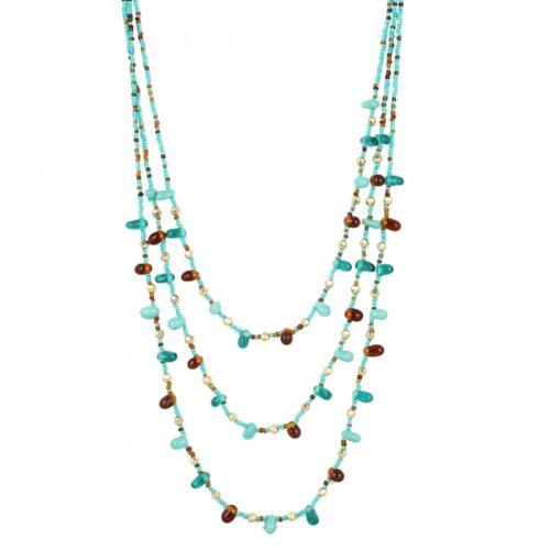 Generic Women’s Designer Elegant Beads Necklace (Color: Firoji)