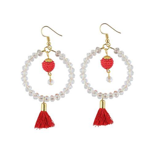 Generic Women’s Alloy Hook Dangler Hanging Tassel Fashion Earring (Color: White)