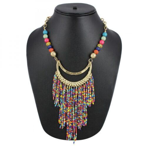 Generic Women’s High Finished Designer Hanging Party Wear Beads Necklace (Color: Multi Color)