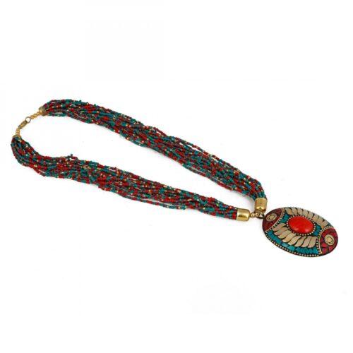 Generic Women’s Multicolor Tibetan Style Beads Necklace (Color: Multi Color)