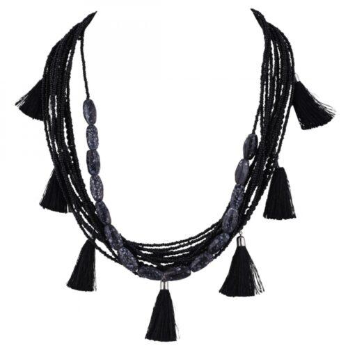 Generic Women’s Designer Black Tassels Necklace (Color: Black)