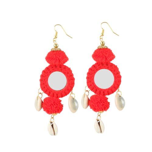 Generic Women’s Alloy Hook Dangler Hanging Tassel Fashion Earring (Color: Red)