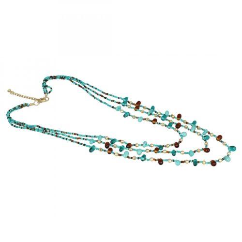 Generic Women’s Designer Elegant Beads Necklace (Color: Firoji)