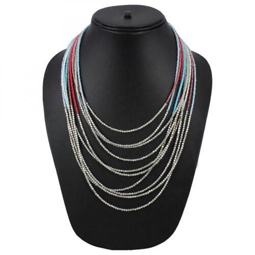 Generic Women’s Designer Elegant Multi Layer Multi Color Beads Necklace (Color: Multi Color)