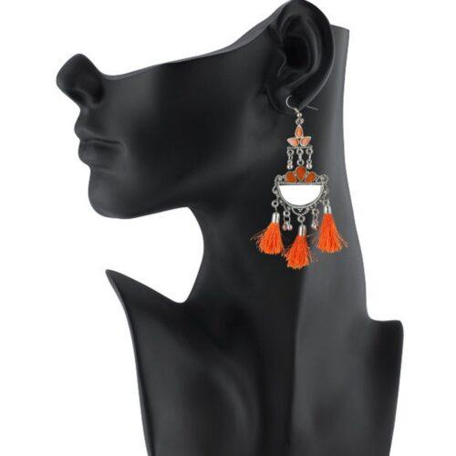 Generic Women’s Alloy Afgani Tassel Earring (Color: Orange)