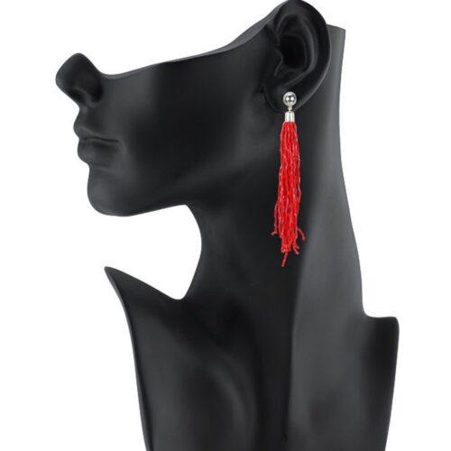 Generic Women’s Alloy, Beads Hook Dangler Hanging Earring (Color: Red)