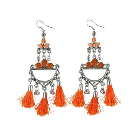 Generic Women’s Alloy Afgani Tassel Earring (Color: Orange)