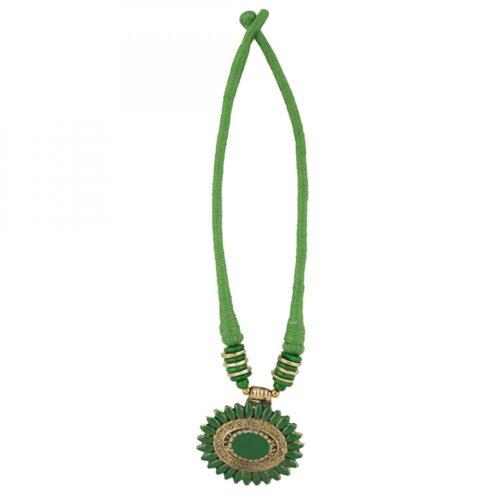 Generic Women's Green Color Designer Tibetan Style Fashion Necklace Set (Color: Green) - Image 4