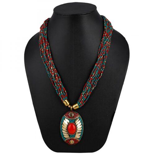 Generic Women’s Multicolor Tibetan Style Beads Necklace (Color: Multi Color)