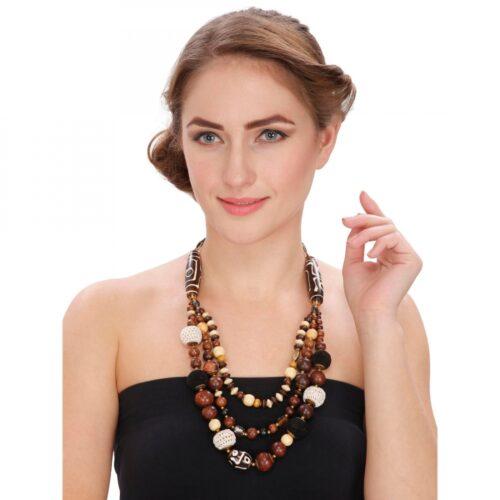 Generic Women’s Designer Tibetan Style Brown Beads Necklace (Color: Multi Color)