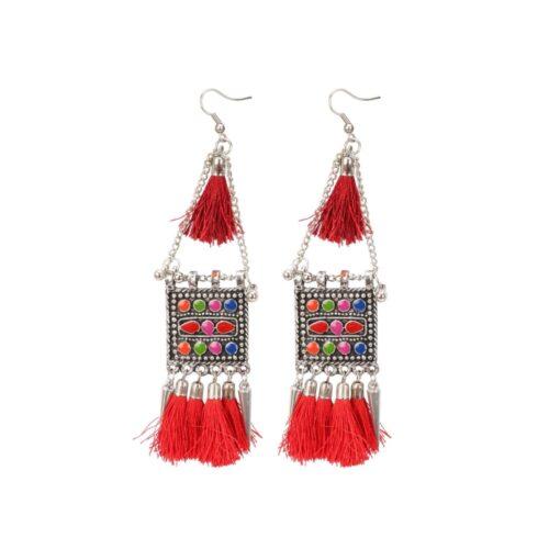 Generic Women’s Oxidize Gold plated Hook Dangler Hanging Tassels Earring (Color: Multi Color)