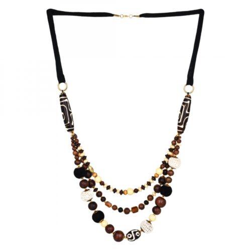 Generic Women’s Designer Tibetan Style Brown Beads Necklace (Color: Multi Color)