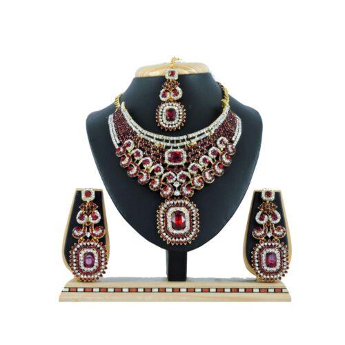 Generic Women’s Alloy Necklace set (Maroon)