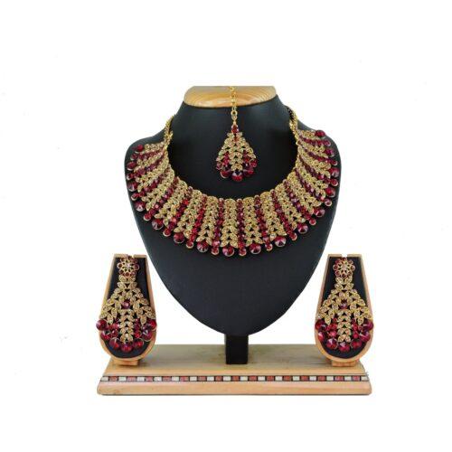 Generic Women’s Alloy Necklace set (Maroon)